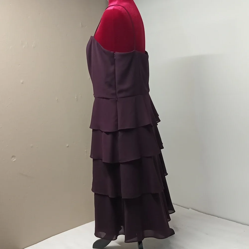 S.L.fashions Dress women's size 14|purple /plum tier ruffle Dress EUC. - Picture 6 of 13